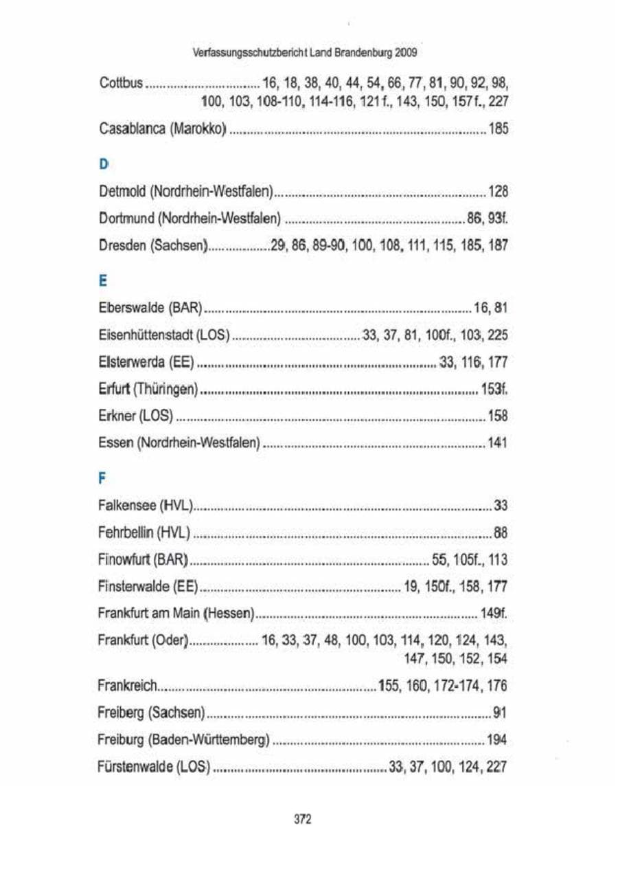 Seite 374 des Verfassungsschutzbericht 2009 Brandenburg