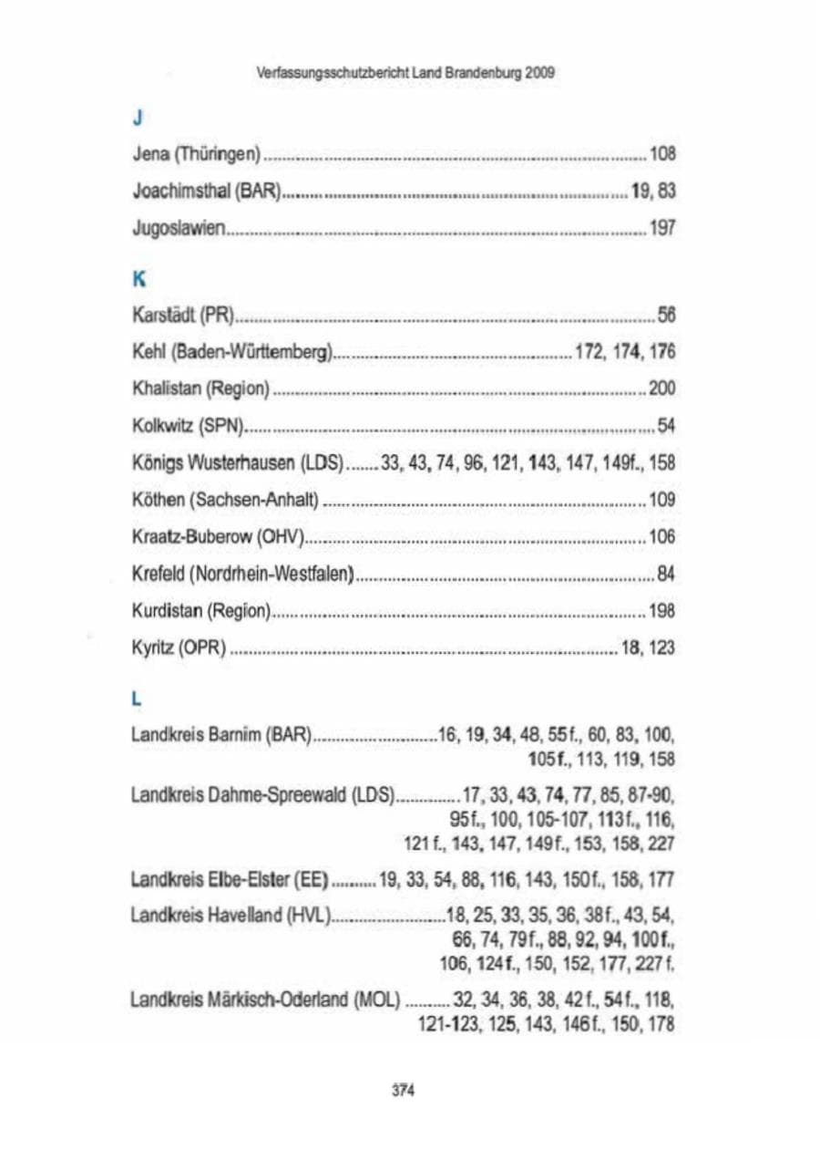 Seite 376 des Verfassungsschutzbericht 2009 Brandenburg