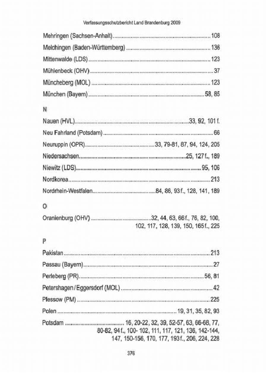 Seite 378 des Verfassungsschutzbericht 2009 Brandenburg