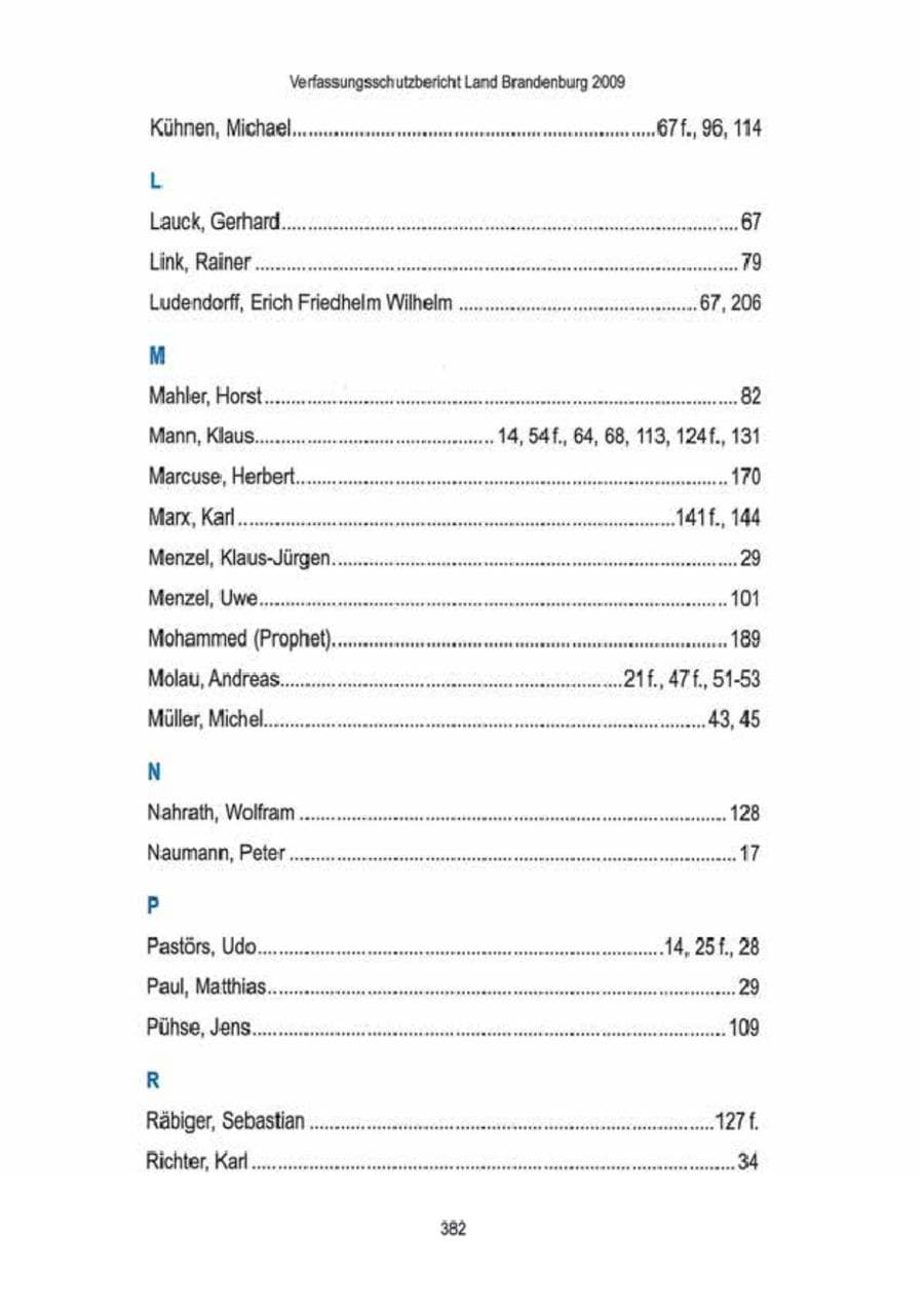 Seite 384 des Verfassungsschutzbericht 2009 Brandenburg