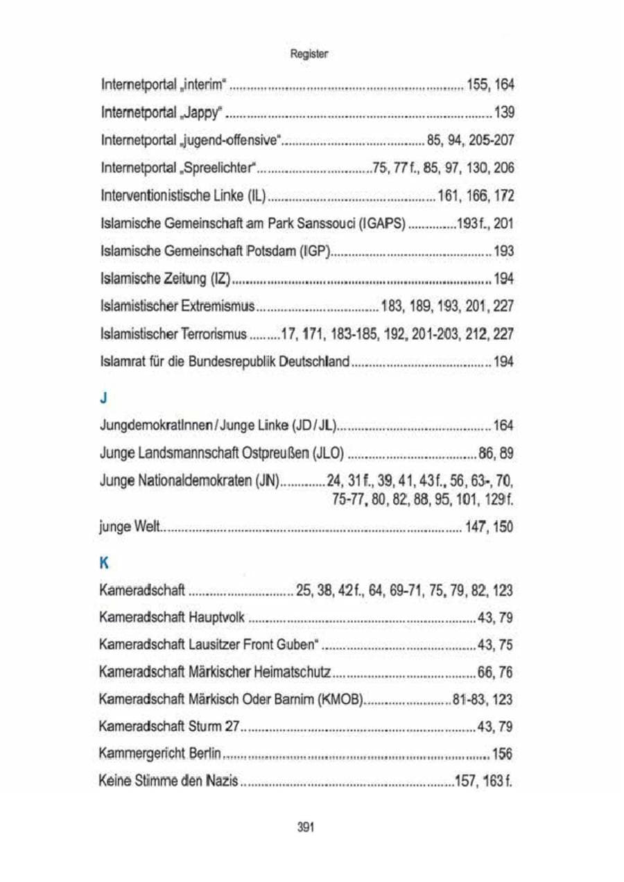 Seite 393 des Verfassungsschutzbericht 2009 Brandenburg