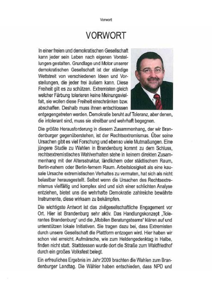 Seite 5 des Verfassungsschutzbericht 2009 Brandenburg