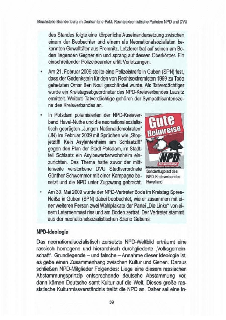 Seite 41 des Verfassungsschutzbericht 2009 Brandenburg