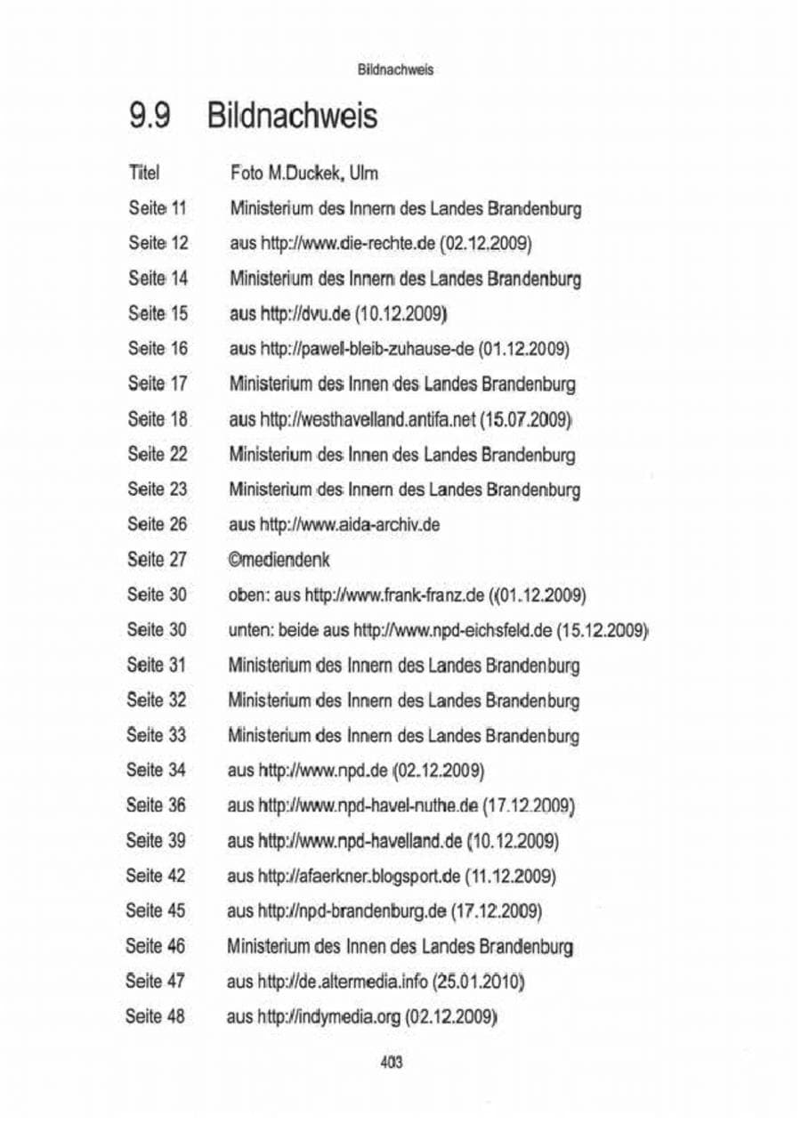 Seite 405 des Verfassungsschutzbericht 2009 Brandenburg