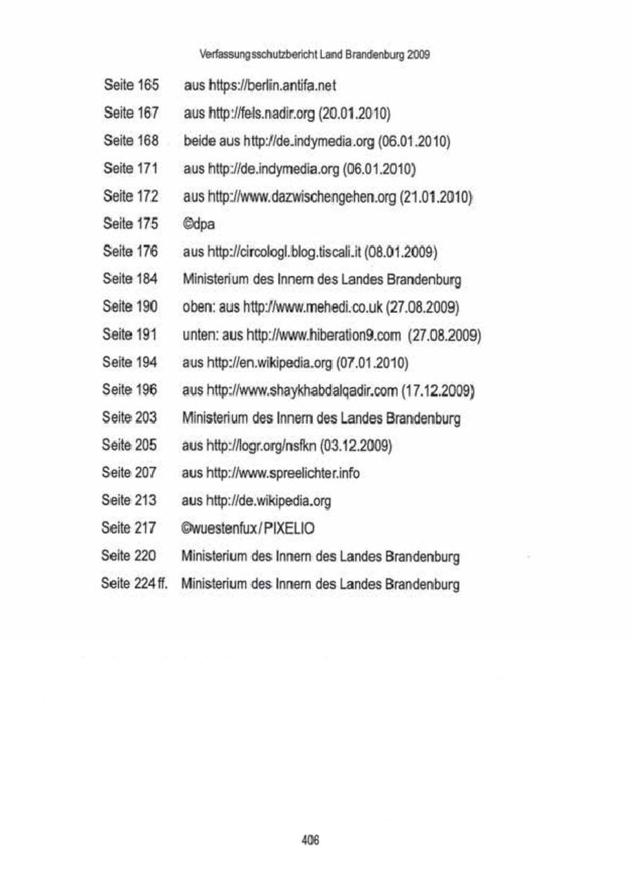 Seite 408 des Verfassungsschutzbericht 2009 Brandenburg