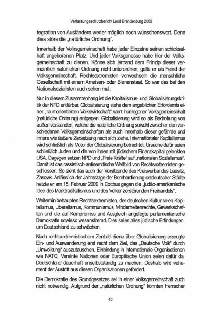 Seite 42 des Verfassungsschutzbericht 2009 Brandenburg