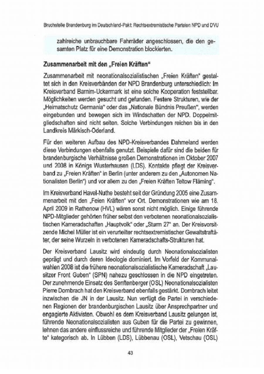 Seite 45 des Verfassungsschutzbericht 2009 Brandenburg