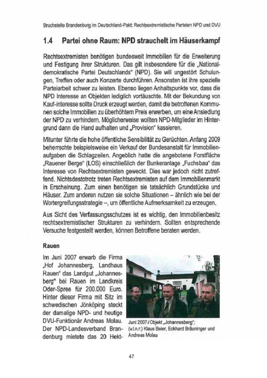 Seite 49 des Verfassungsschutzbericht 2009 Brandenburg