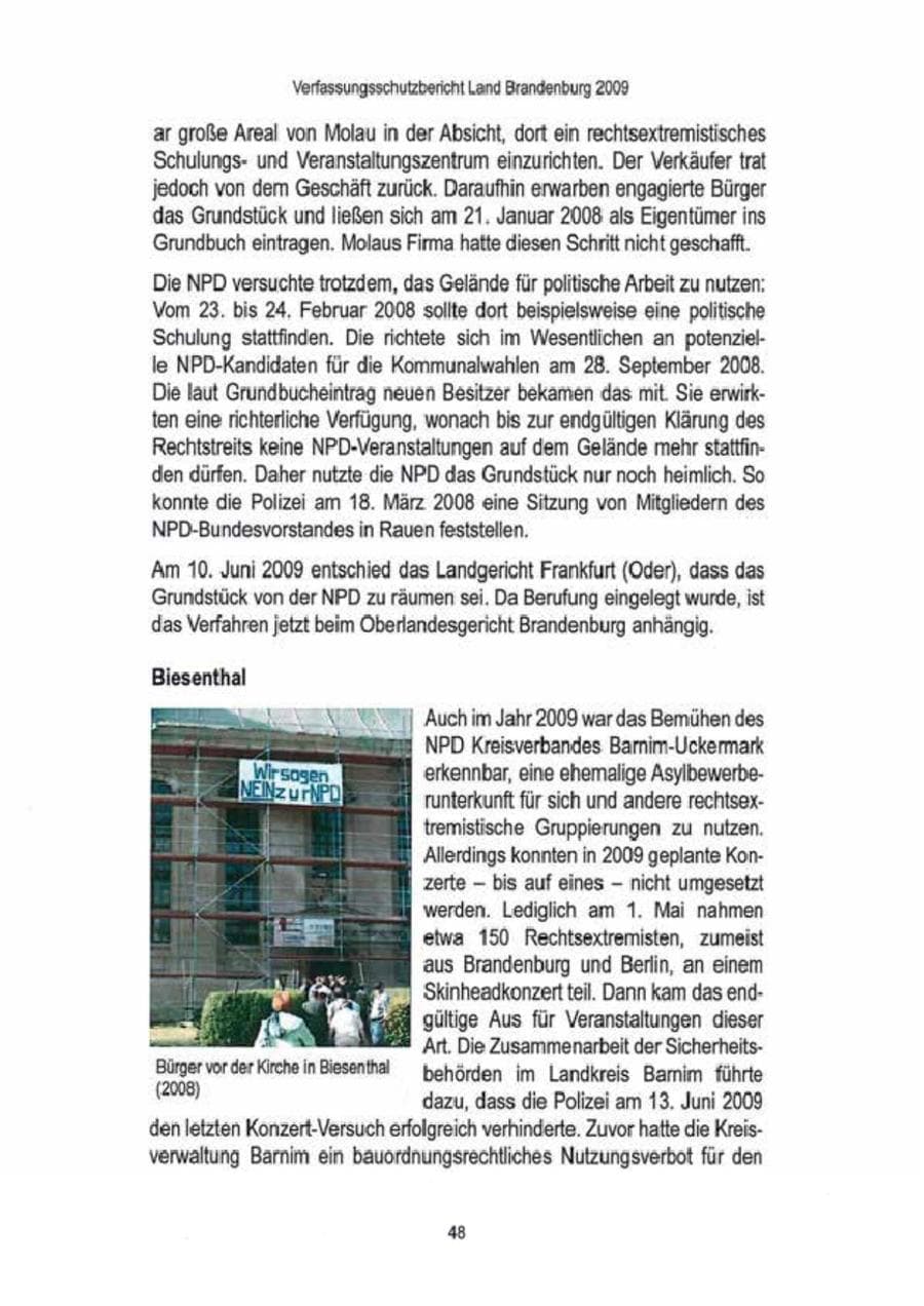Seite 50 des Verfassungsschutzbericht 2009 Brandenburg