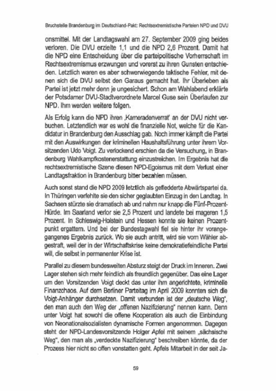 Seite 61 des Verfassungsschutzbericht 2009 Brandenburg