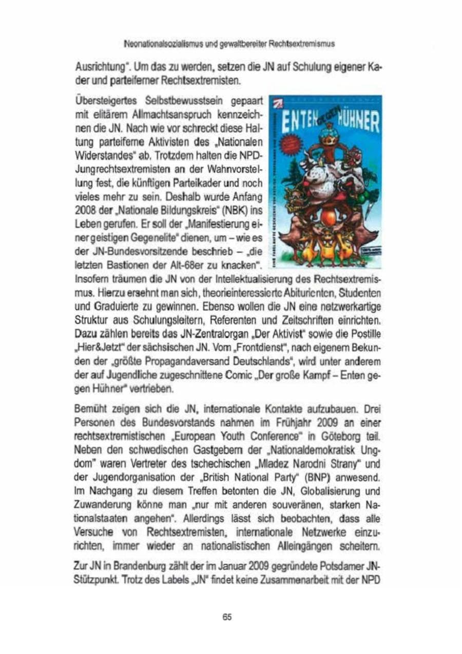 Seite 67 des Verfassungsschutzbericht 2009 Brandenburg