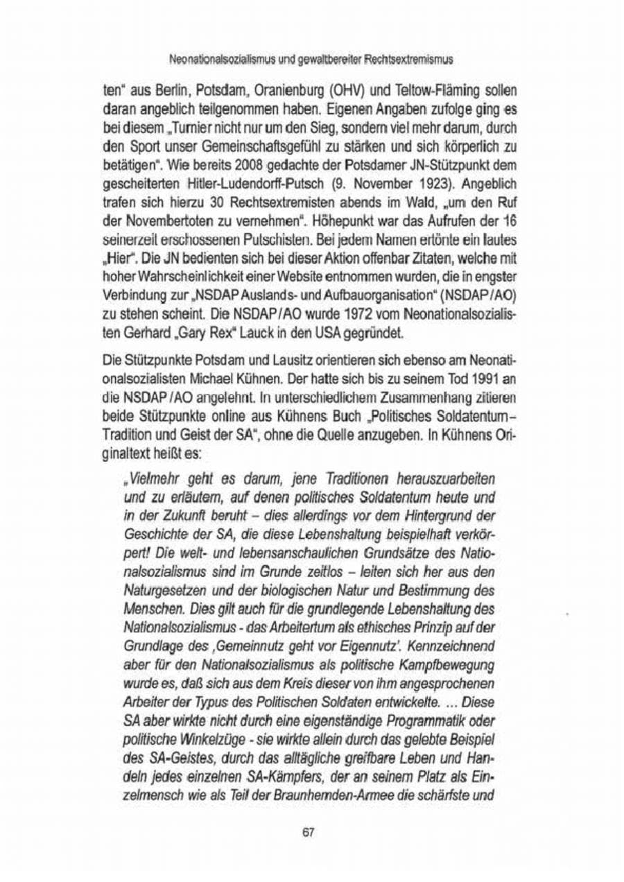 Seite 69 des Verfassungsschutzbericht 2009 Brandenburg
