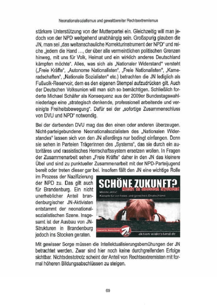 Seite 71 des Verfassungsschutzbericht 2009 Brandenburg