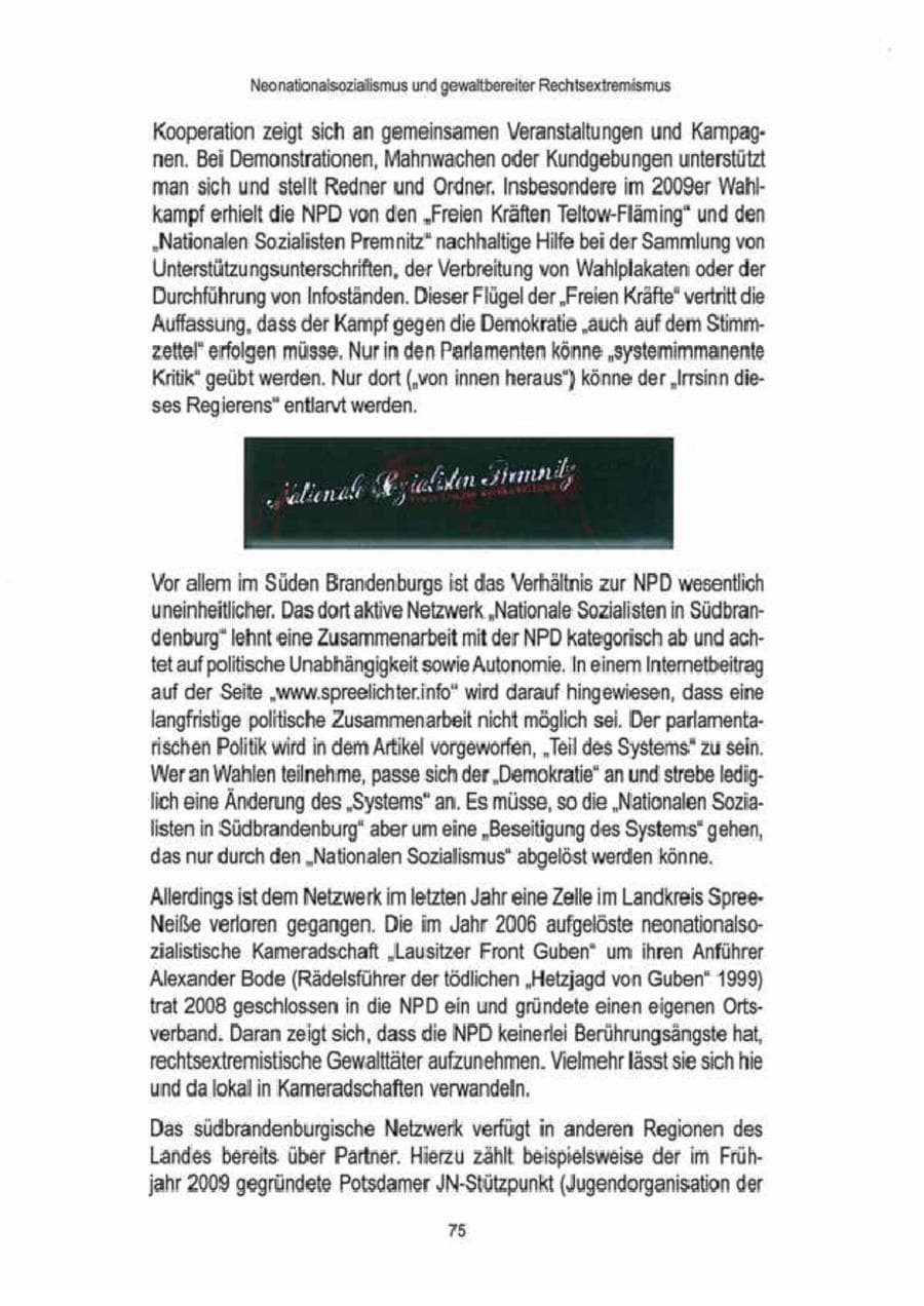 Seite 77 des Verfassungsschutzbericht 2009 Brandenburg