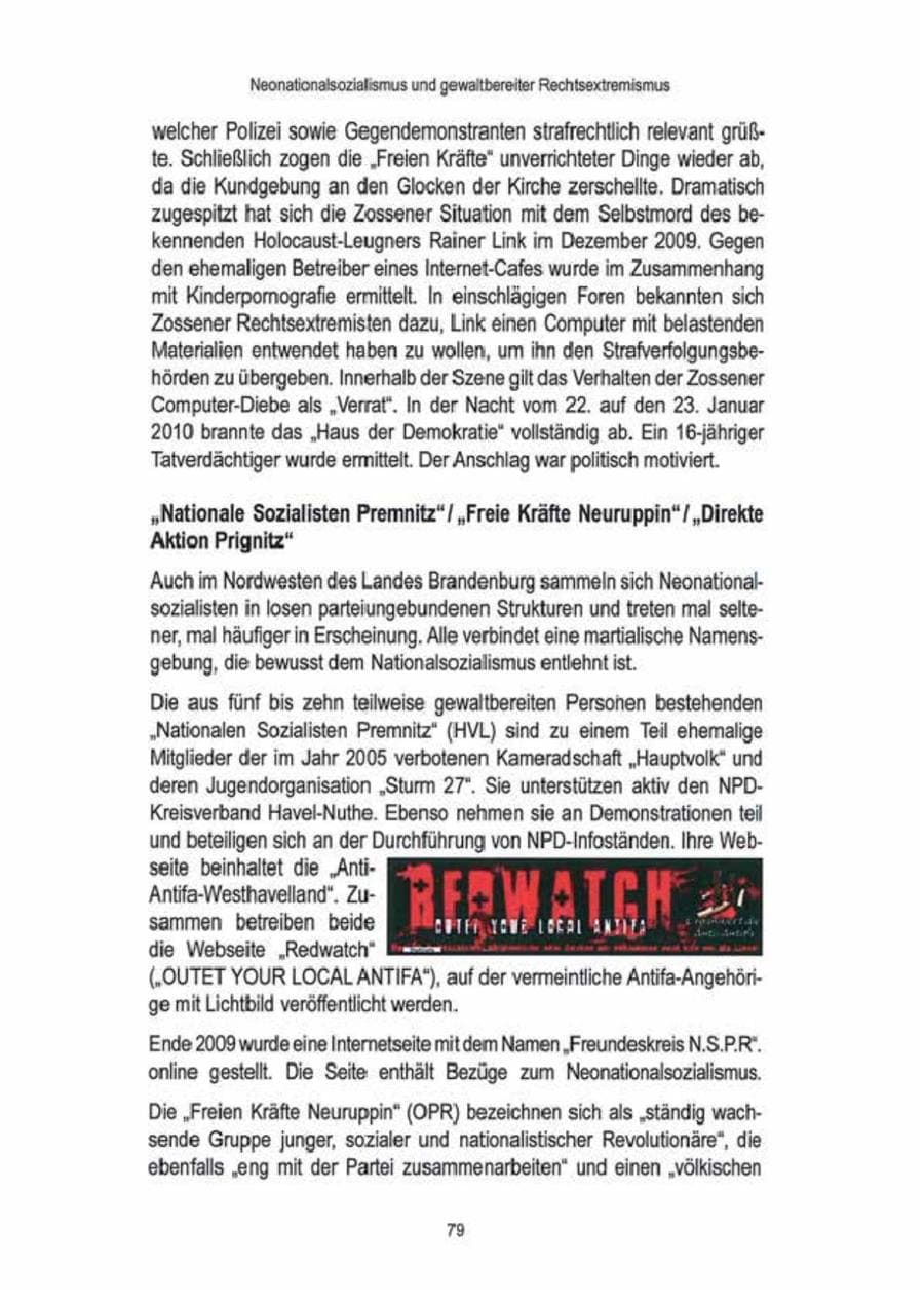 Seite 81 des Verfassungsschutzbericht 2009 Brandenburg