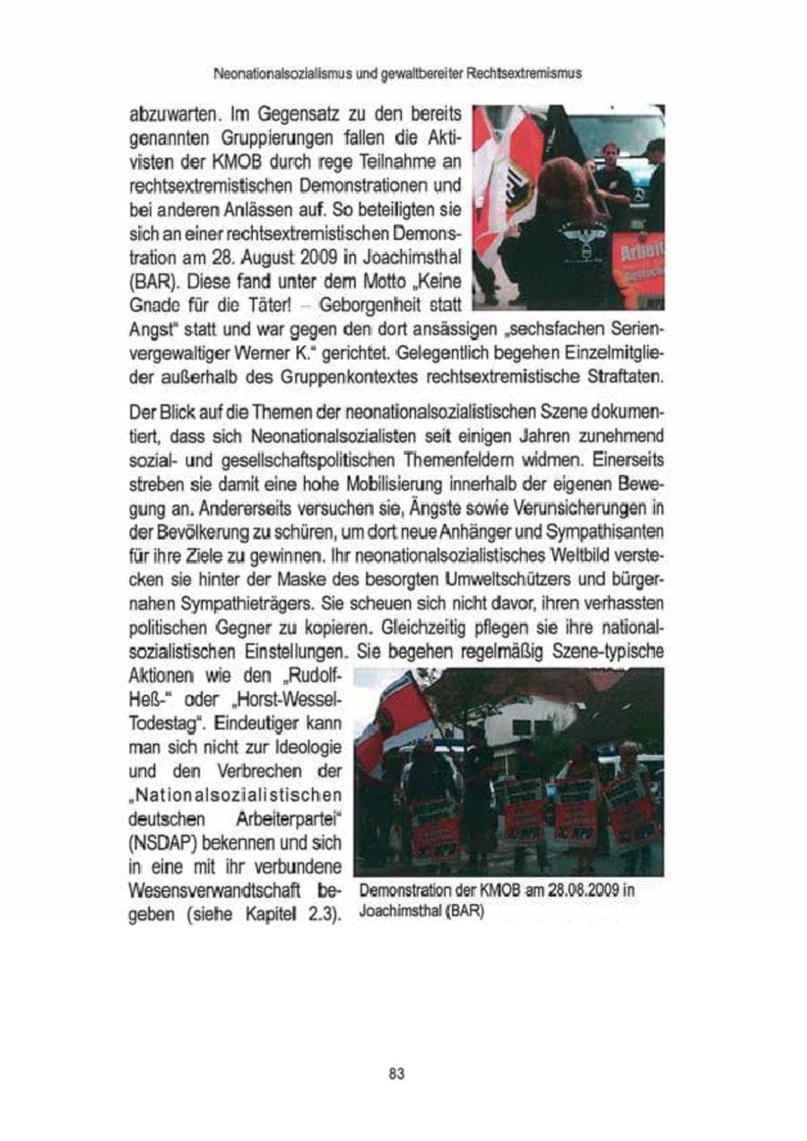 Seite 85 des Verfassungsschutzbericht 2009 Brandenburg