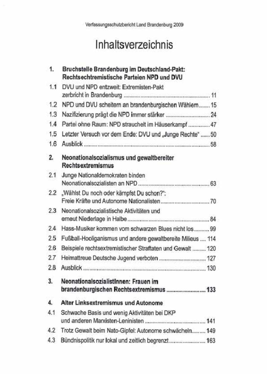 Seite 10 des Verfassungsschutzbericht 2009 Brandenburg