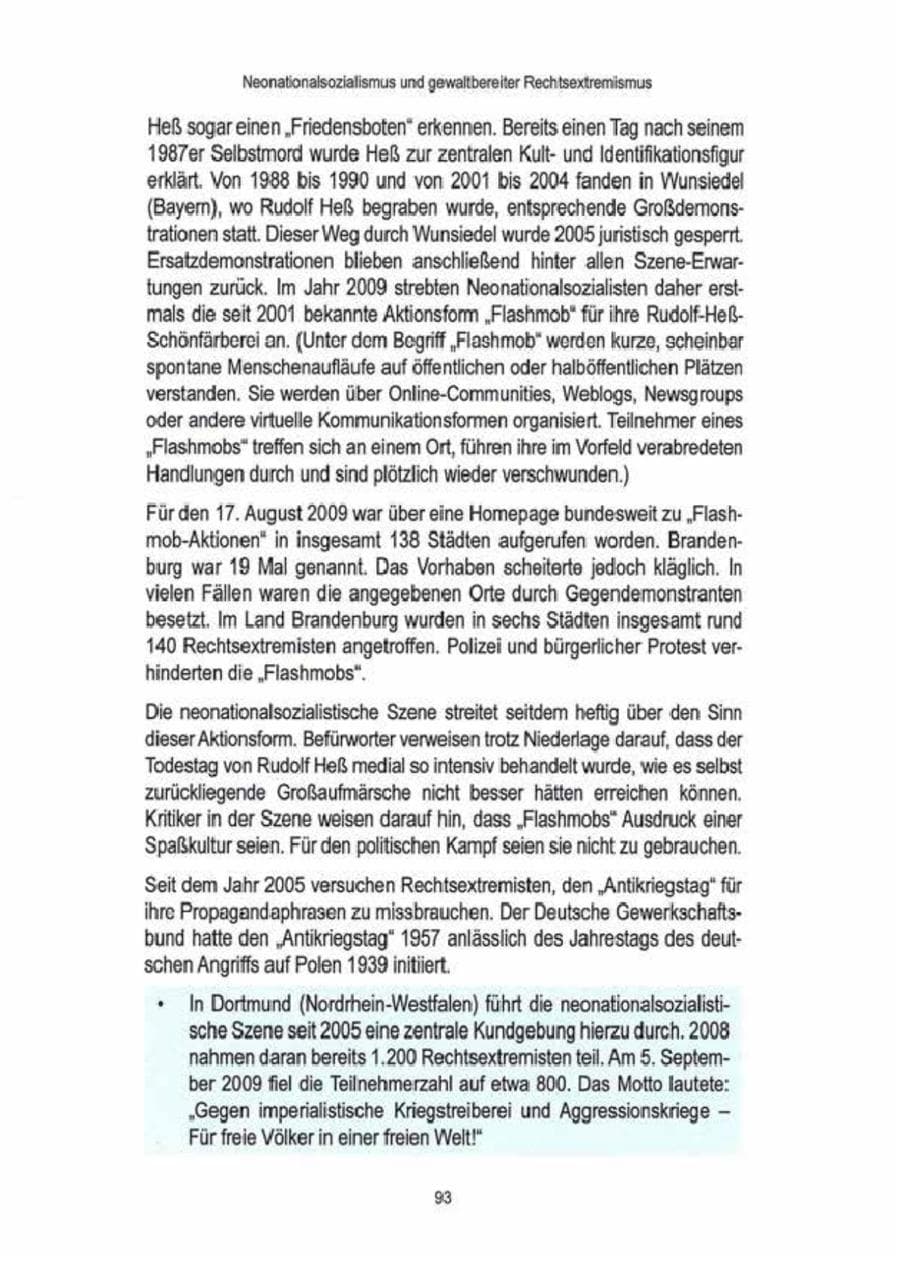 Seite 95 des Verfassungsschutzbericht 2009 Brandenburg