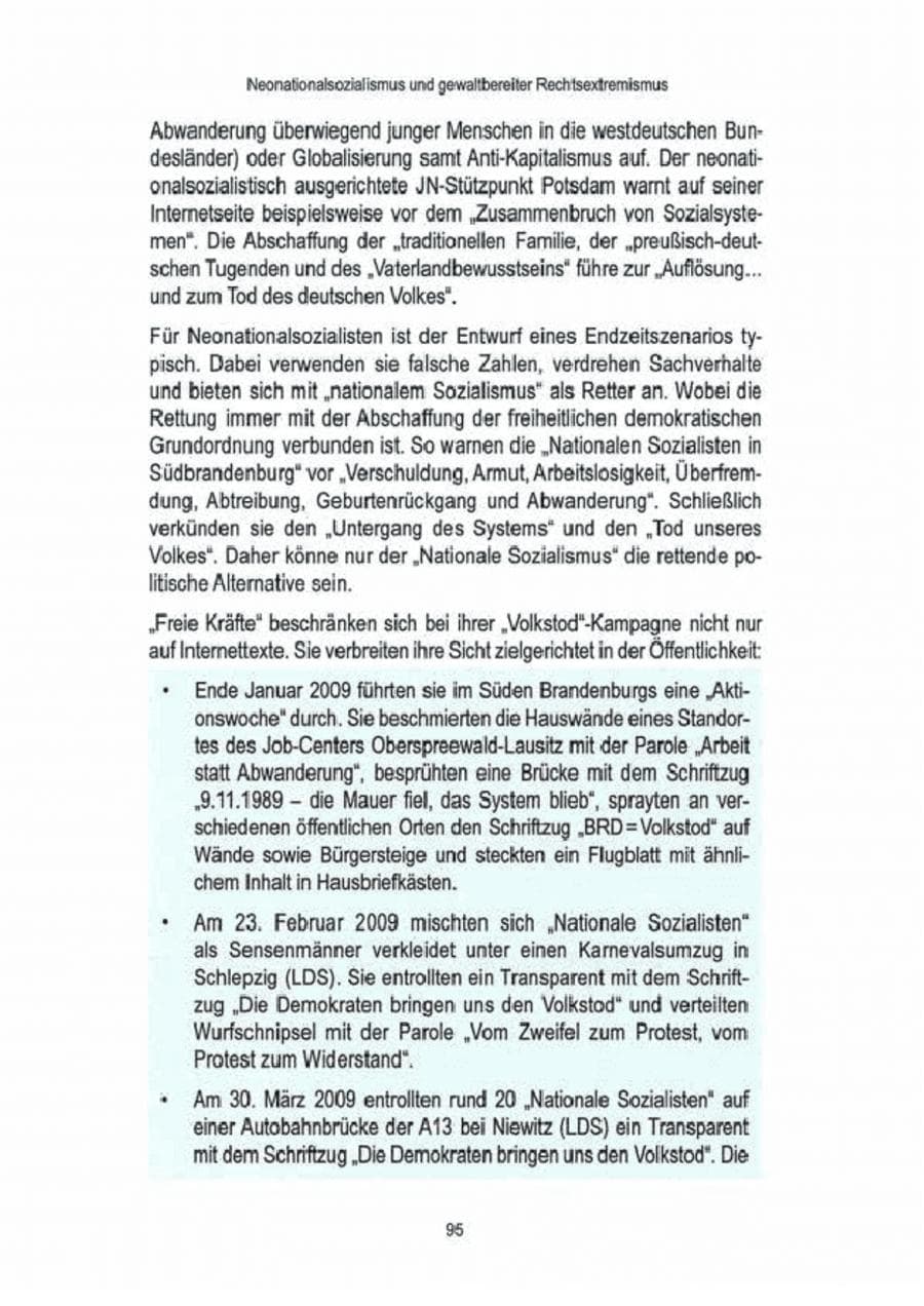 Seite 97 des Verfassungsschutzbericht 2009 Brandenburg