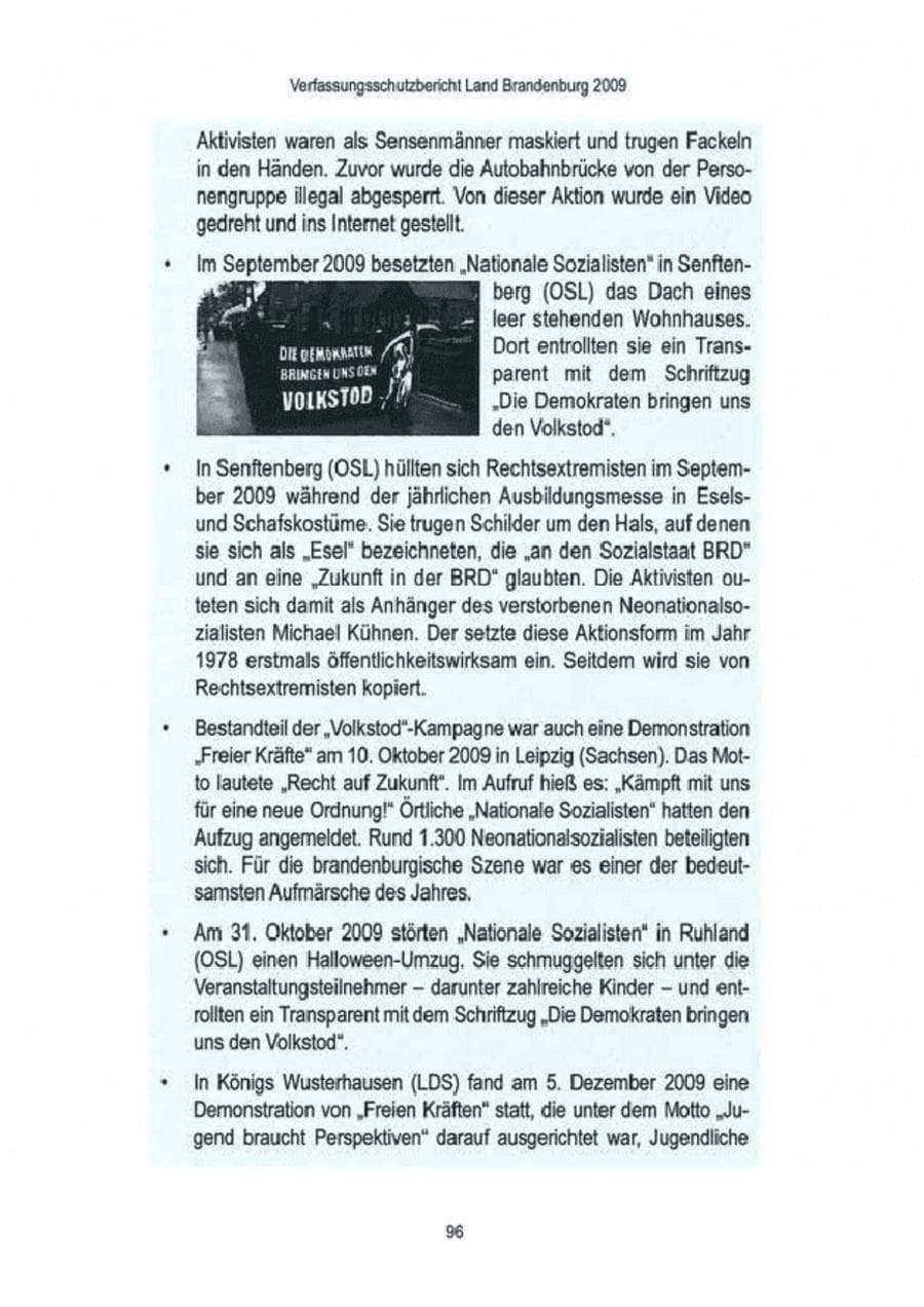Seite 98 des Verfassungsschutzbericht 2009 Brandenburg