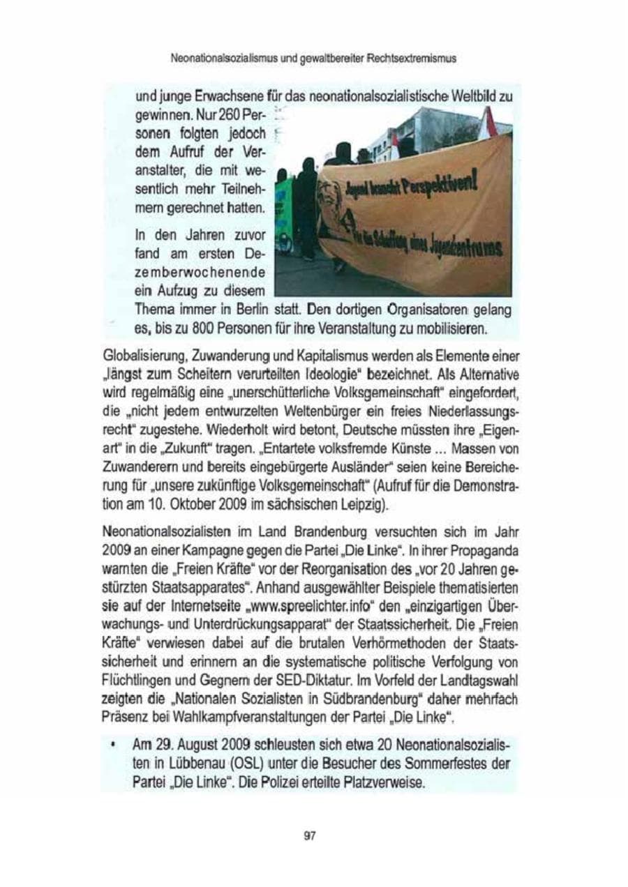 Seite 99 des Verfassungsschutzbericht 2009 Brandenburg