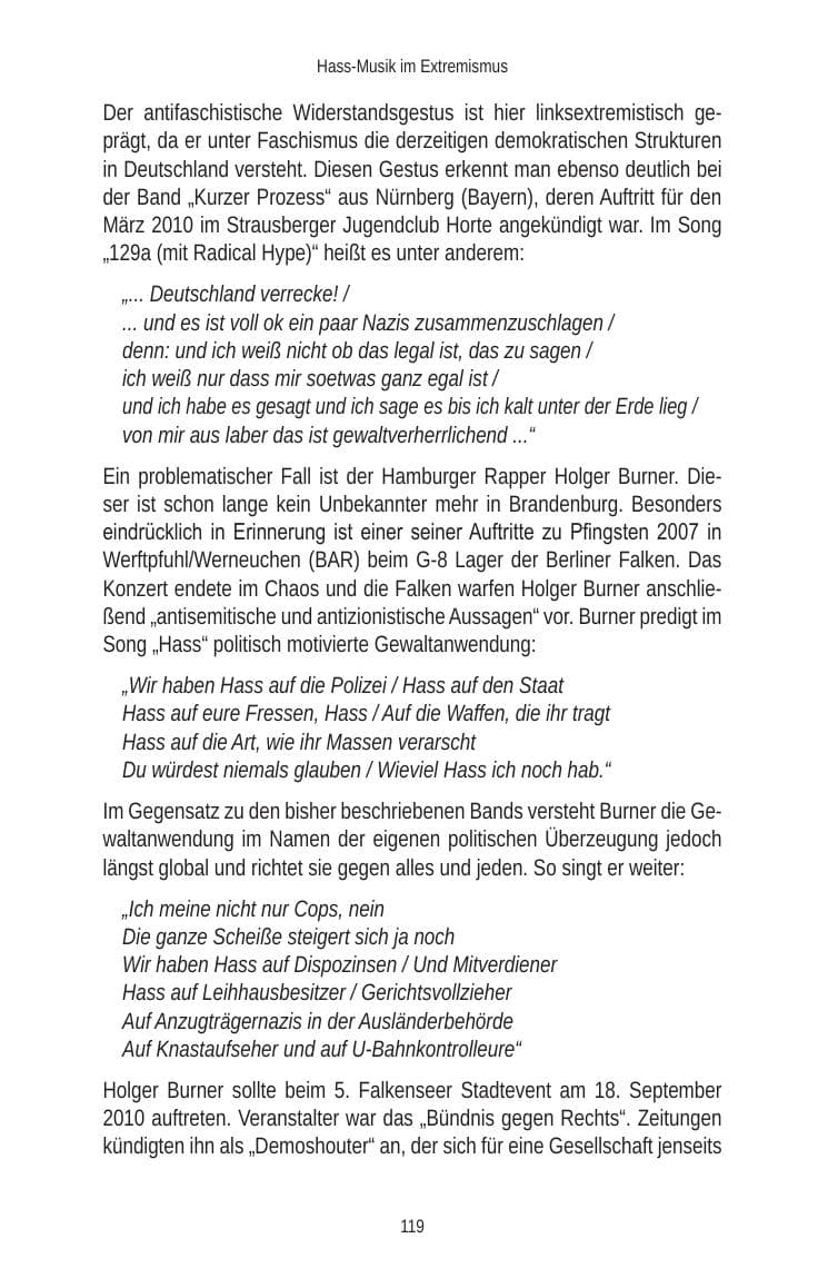 Seite 121 des Verfassungsschutzbericht 2010 Brandenburg