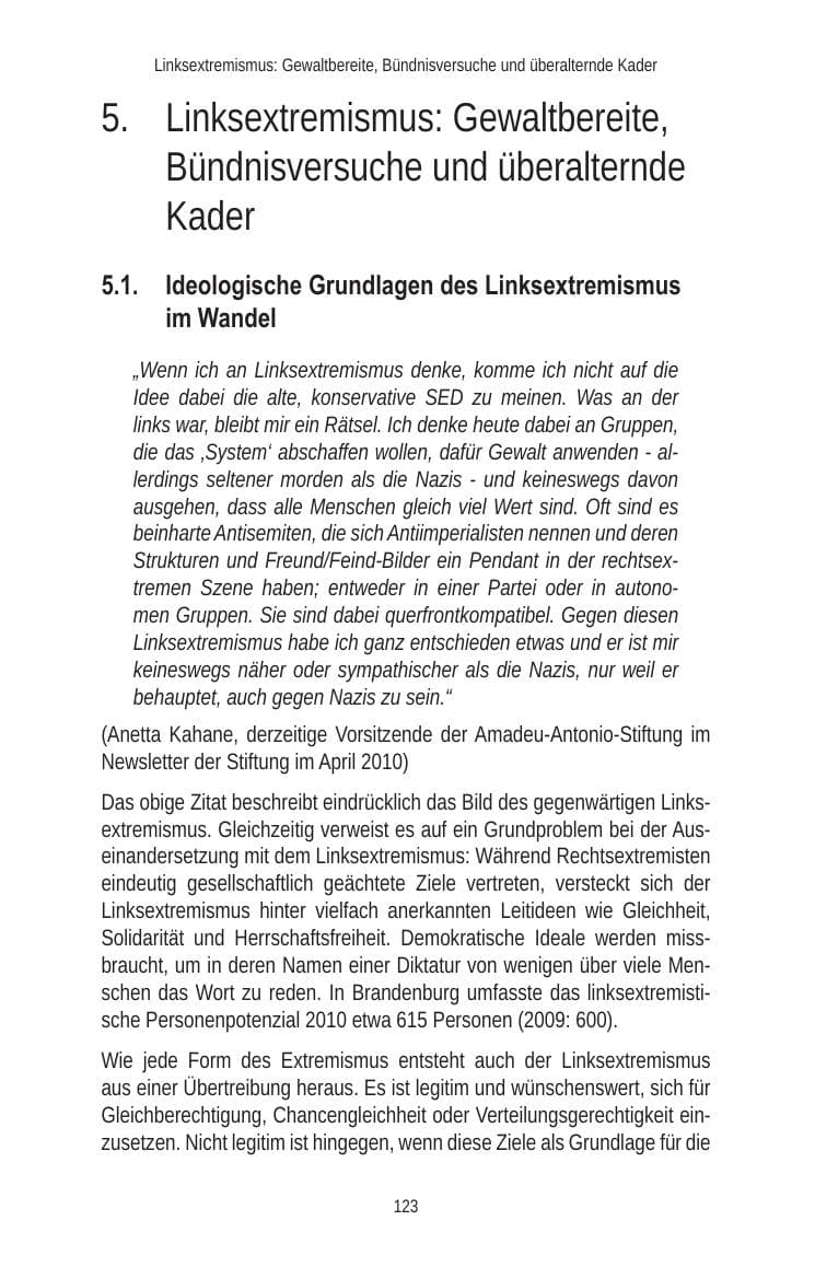 Seite 125 des Verfassungsschutzbericht 2010 Brandenburg