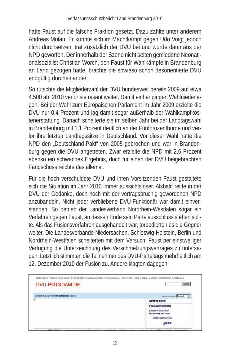 Seite 14 des Verfassungsschutzbericht 2010 Brandenburg