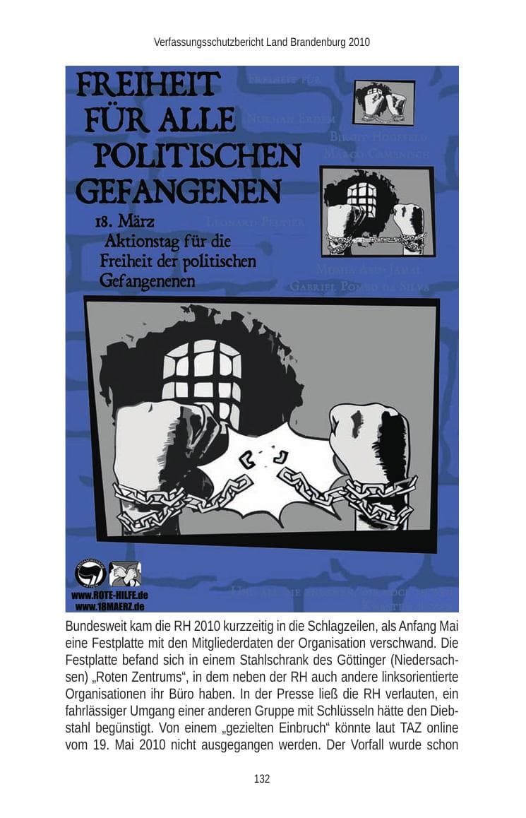 Seite 134 des Verfassungsschutzbericht 2010 Brandenburg