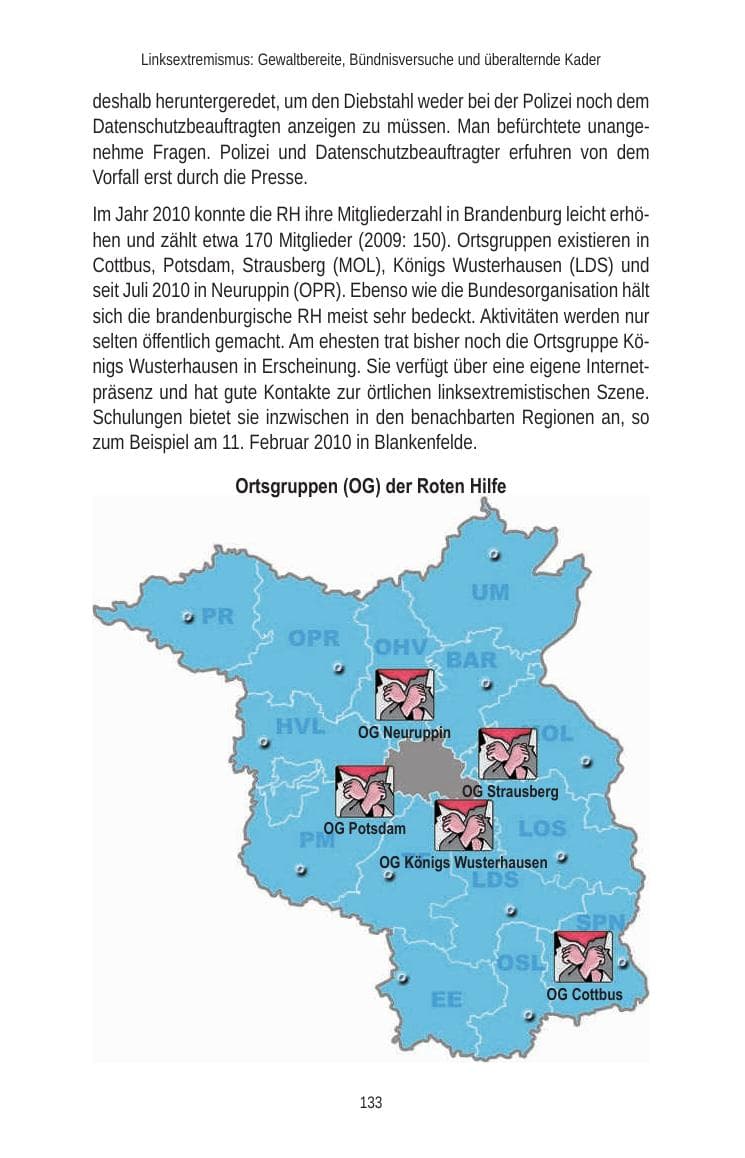 Seite 135 des Verfassungsschutzbericht 2010 Brandenburg