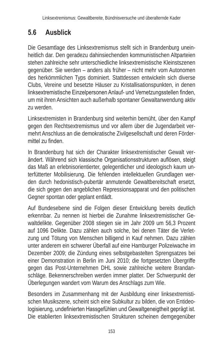 Seite 153 des Verfassungsschutzbericht 2010 Brandenburg