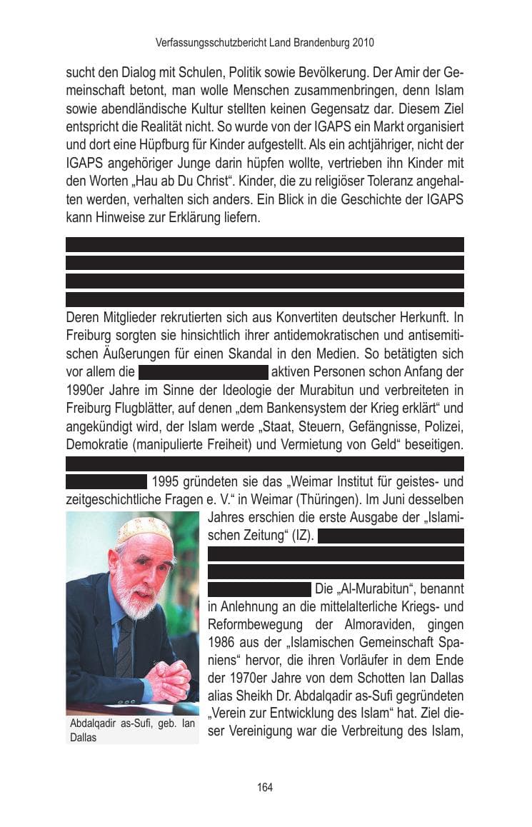 Seite 164 des Verfassungsschutzbericht 2010 Brandenburg