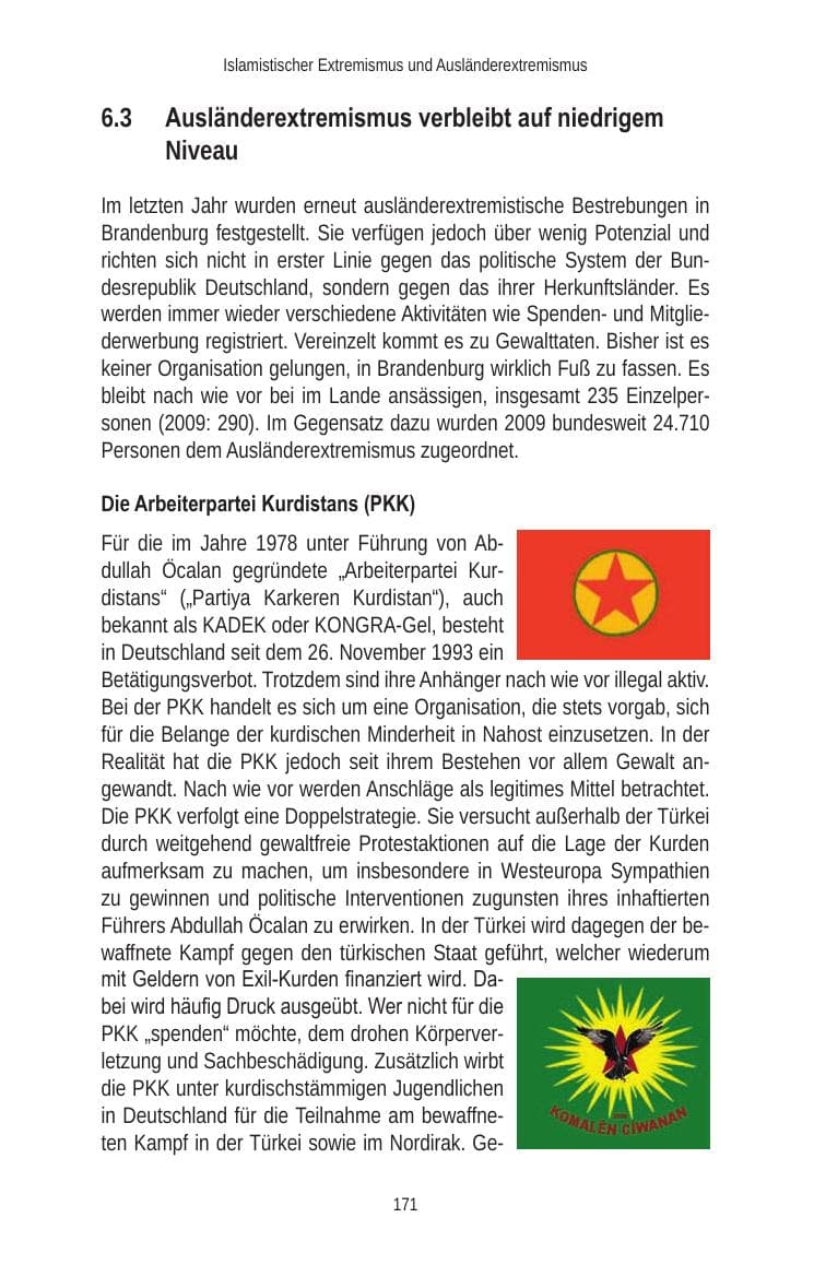 Seite 171 des Verfassungsschutzbericht 2010 Brandenburg