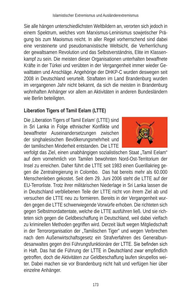 Seite 173 des Verfassungsschutzbericht 2010 Brandenburg