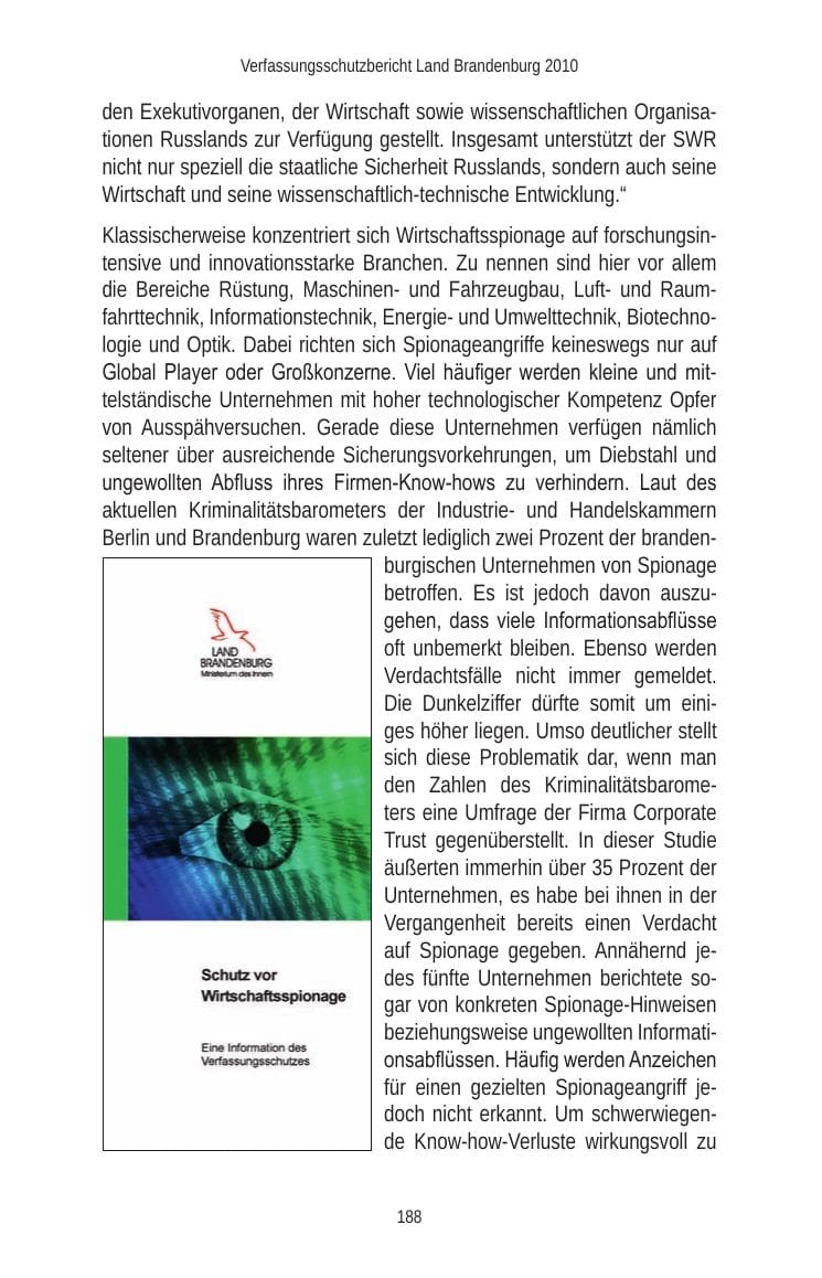 Seite 188 des Verfassungsschutzbericht 2010 Brandenburg