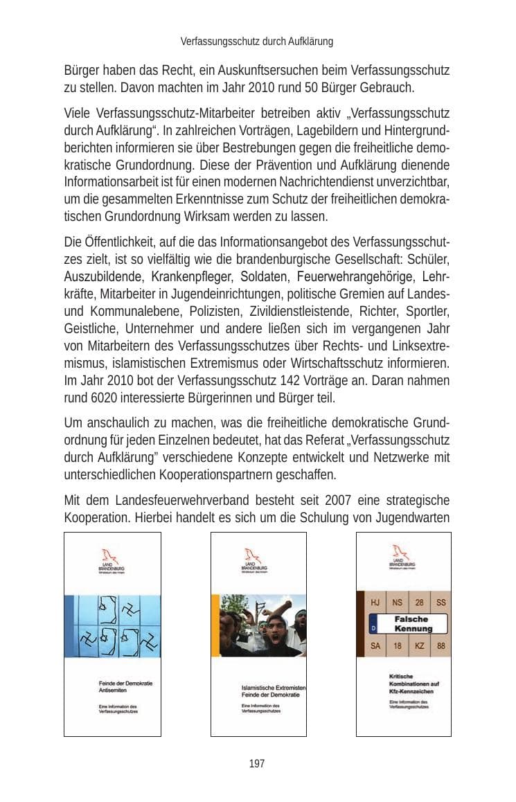 Seite 197 des Verfassungsschutzbericht 2010 Brandenburg
