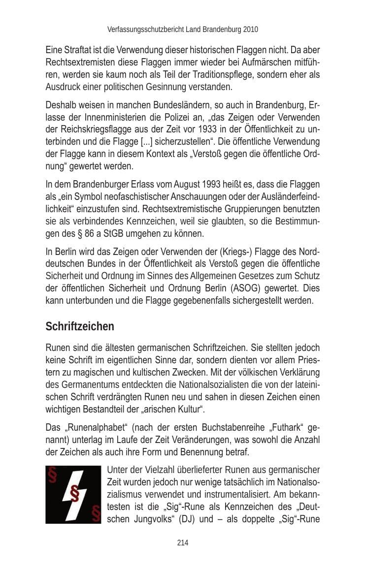 Seite 214 des Verfassungsschutzbericht 2010 Brandenburg
