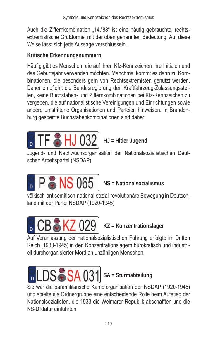 Seite 219 des Verfassungsschutzbericht 2010 Brandenburg
