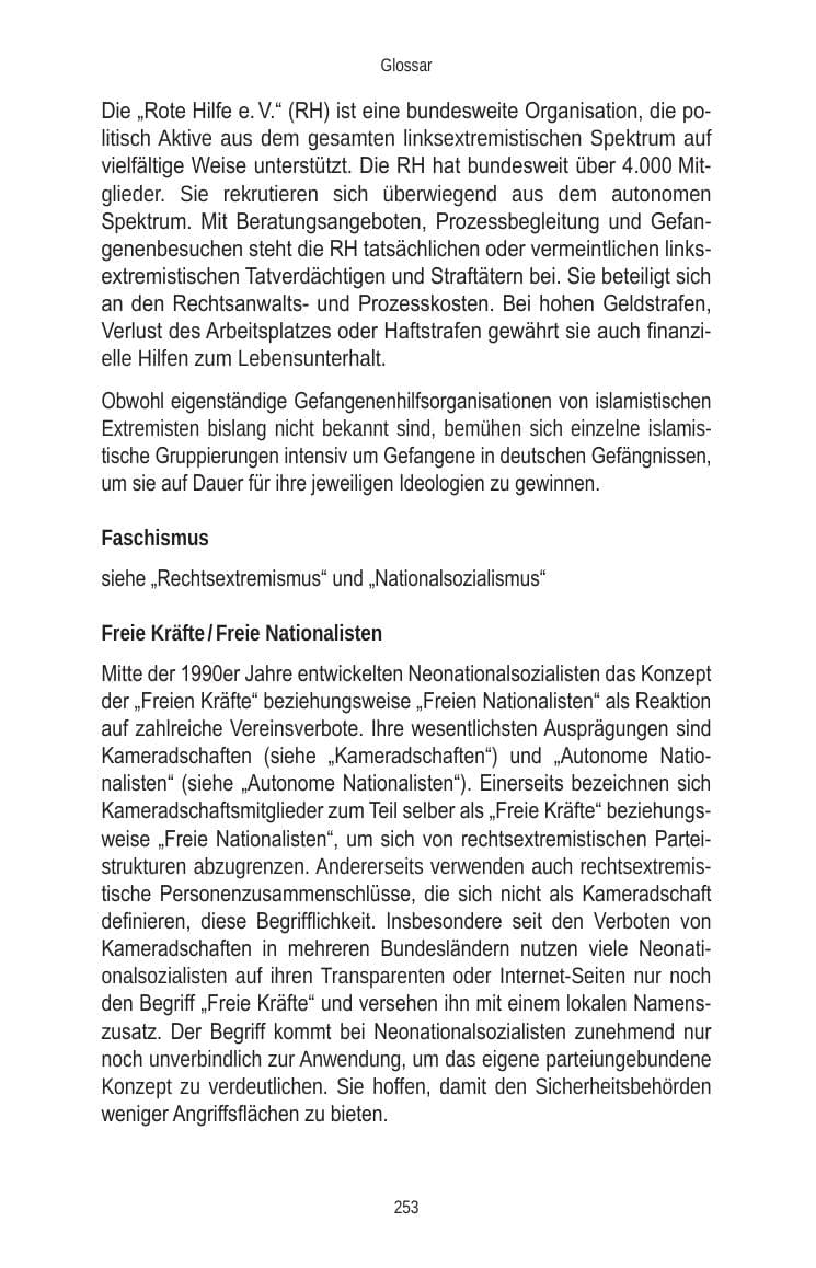 Seite 253 des Verfassungsschutzbericht 2010 Brandenburg