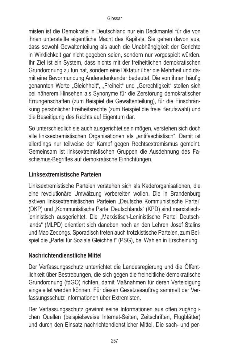 Seite 257 des Verfassungsschutzbericht 2010 Brandenburg