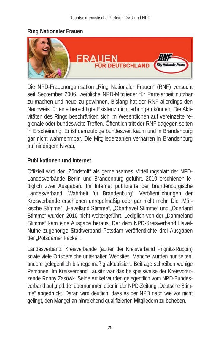 Seite 27 des Verfassungsschutzbericht 2010 Brandenburg