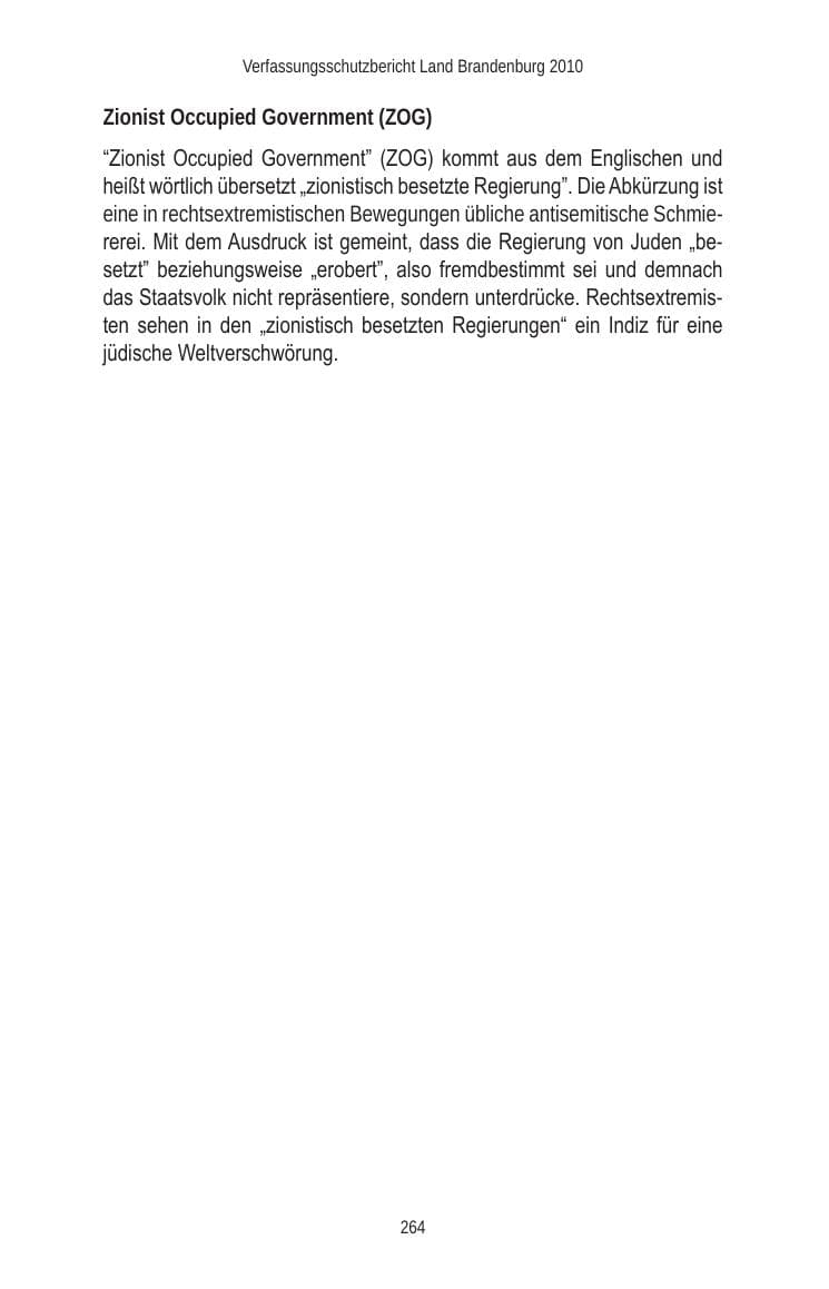 Seite 264 des Verfassungsschutzbericht 2010 Brandenburg