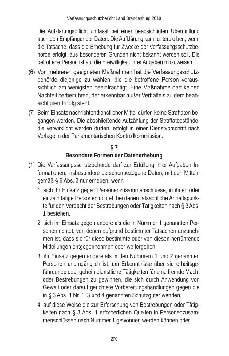 Seite 270 des Verfassungsschutzbericht 2010 Brandenburg