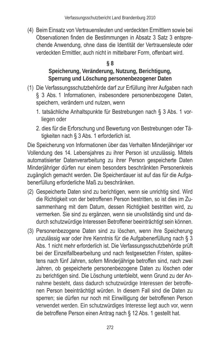 Seite 272 des Verfassungsschutzbericht 2010 Brandenburg