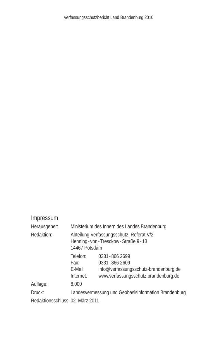 Seite 4 des Verfassungsschutzbericht 2010 Brandenburg