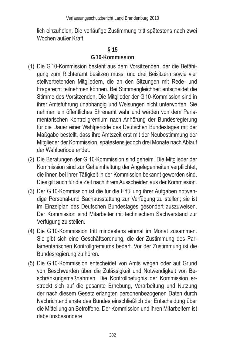 Seite 302 des Verfassungsschutzbericht 2010 Brandenburg