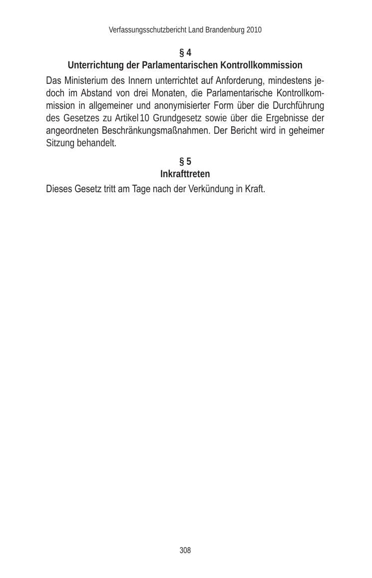 Seite 308 des Verfassungsschutzbericht 2010 Brandenburg