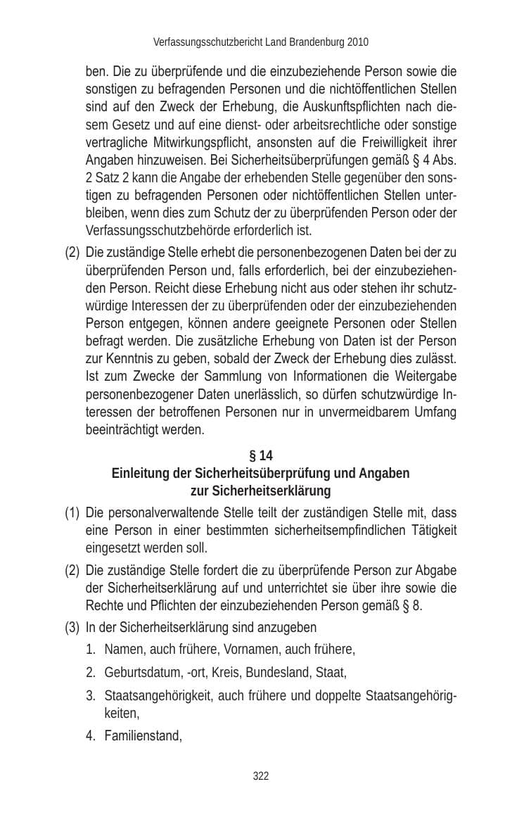 Seite 322 des Verfassungsschutzbericht 2010 Brandenburg