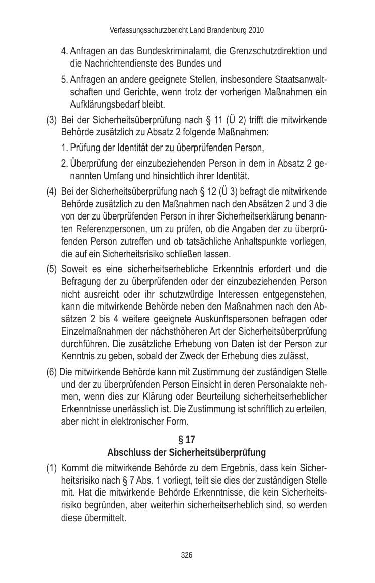 Seite 326 des Verfassungsschutzbericht 2010 Brandenburg
