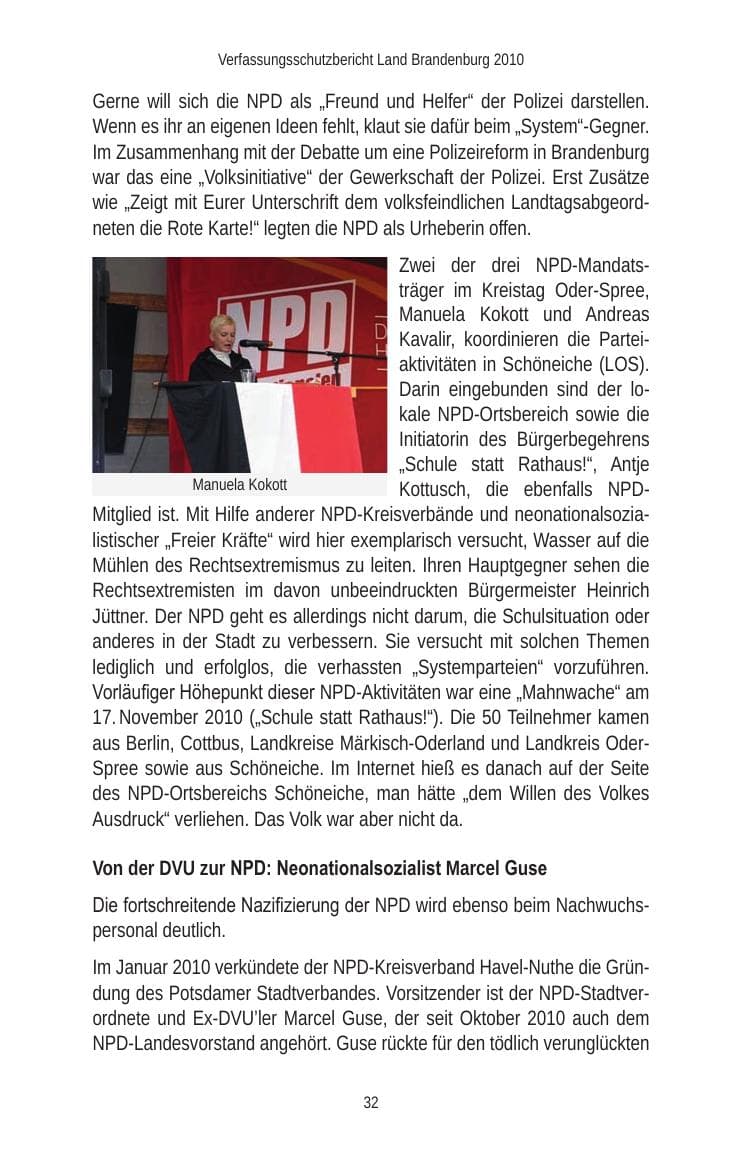 Seite 34 des Verfassungsschutzbericht 2010 Brandenburg